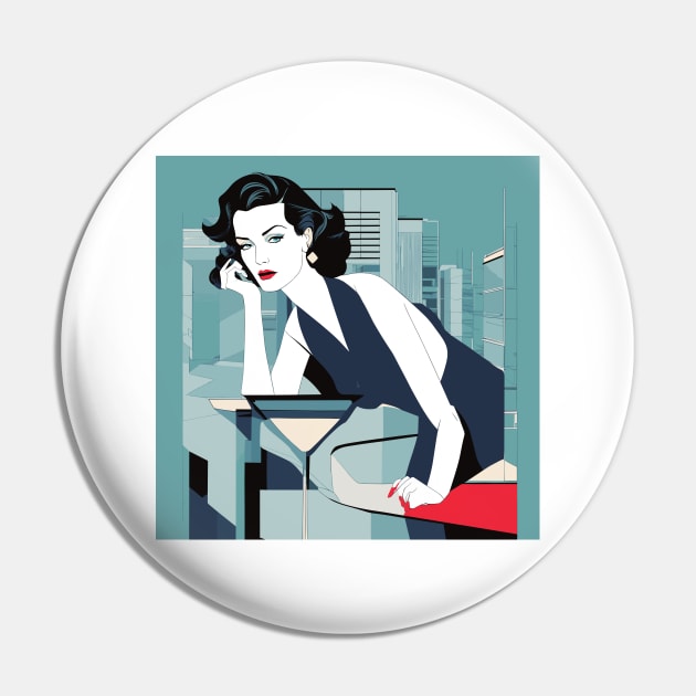 Femme Flourish Art Deco Patrick Nagel 80s Pin by di-age7