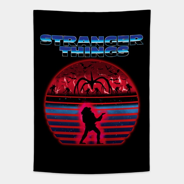 Eddie Munson Rocking In The Upside Down Vecna Stranger Things Tapestry by ArtIzMuzikForTheEyez