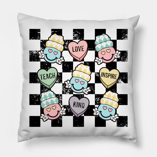 Teacher Conversation Hearts Valentines Day Teacher Appreciation Pillow by SilverLake