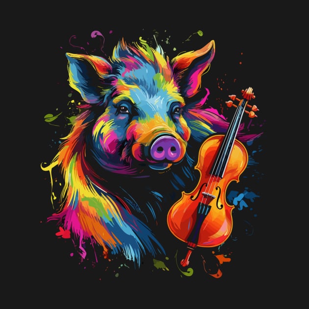Wild Boar Playing Violin by JH Mart