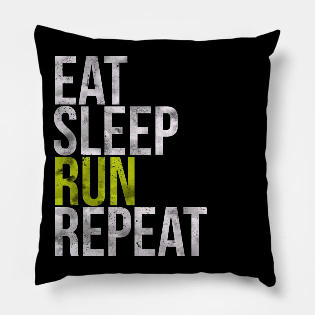 Eat Sleep Run Repeat Pillow by charlescheshire