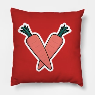 Standing Two Carrots Vegetable Sticker vector illustration. Food nature icon concept. Healthy fresh vegetable food carrot sticker design logo. Pillow