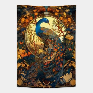 Vintage Art Nouveau Peacock Tapestry