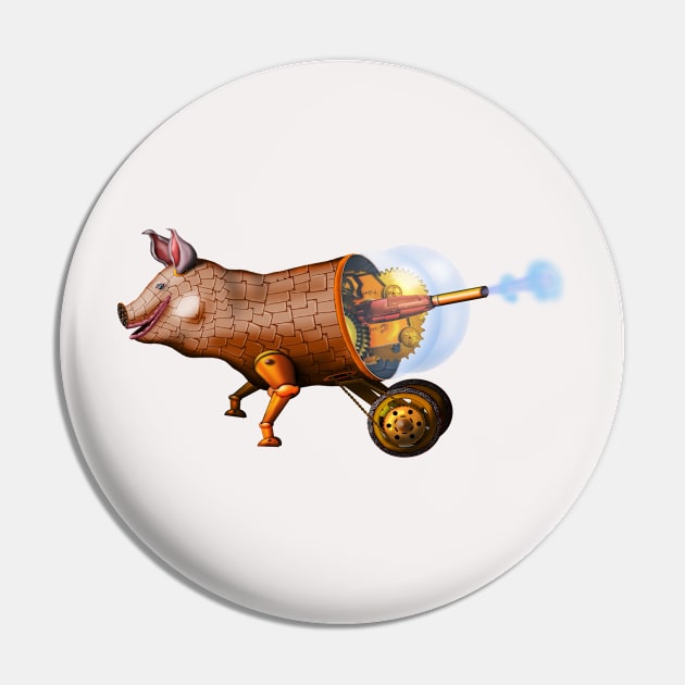 steampunk piggy Pin by gruntpig