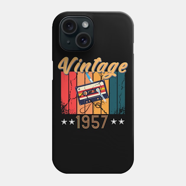 63th Birthday 63 Years Old 63th Vintage Retro cassette Mixtape Music Cassette 1957 Birthday Phone Case by Flipodesigner