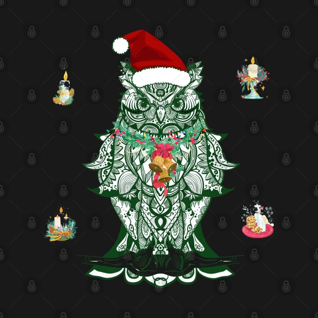 Owl Santa Mandala by Grzzzi