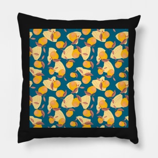 Tangerines orange brown turquoise Pillow