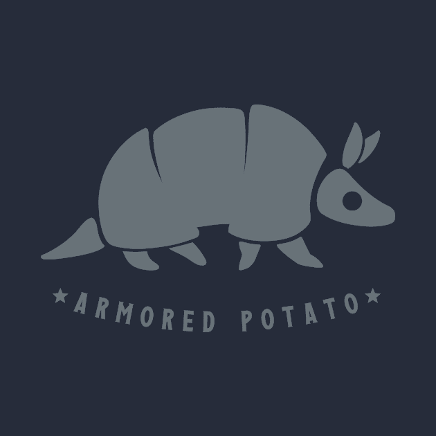 Armadillo armored potato. Funny animals, minimal design with dark ink by croquis design