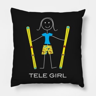 Funny Womens Telemark Skier design Pillow