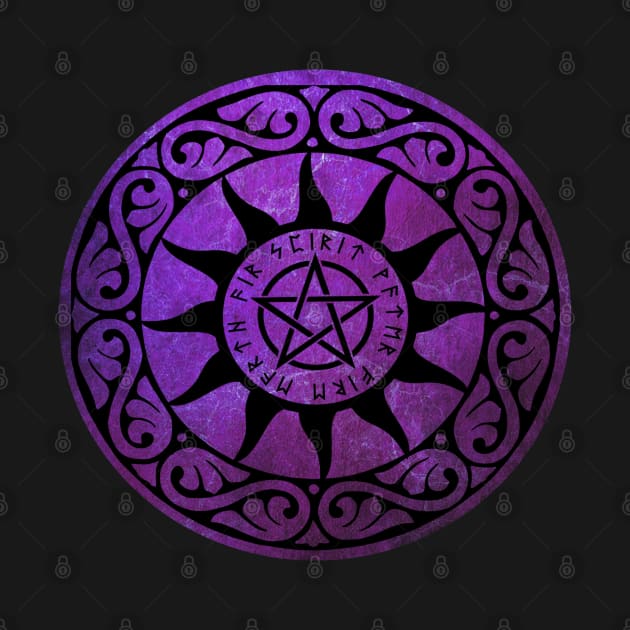 Five Elements Runic Magical Pentacle - Purple Version by sarahwainwright