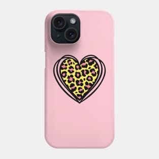 Leopard Print Heart Pink and Yellow Phone Case