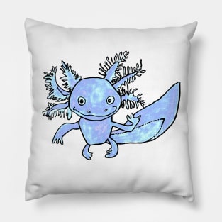 Axolotl Art, Blue Axolotl, Mexican Walking Fish Pillow