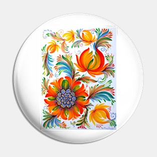 Sunny Flowers Watercolor Painting Pin