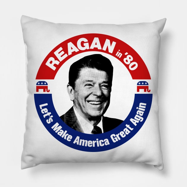 Ronald Reagan - Let's Make America Great Again Pillow by DankFutura