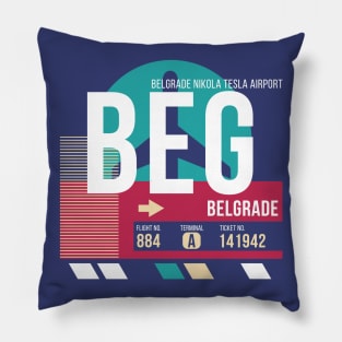 Belgrade, Serbia (BEG) Airport Code Baggage Tag Pillow