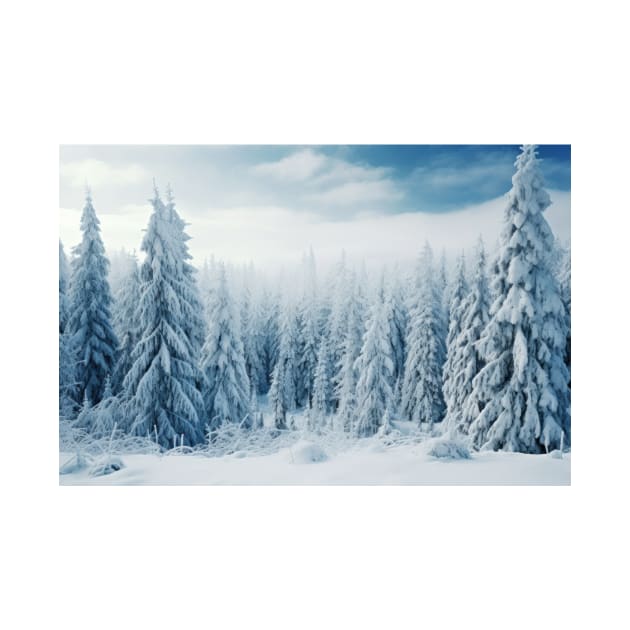 Winter Forest Serene Landscape Surreal by Cubebox