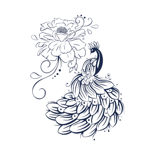 Lovely peacock with flowers T-Shirt