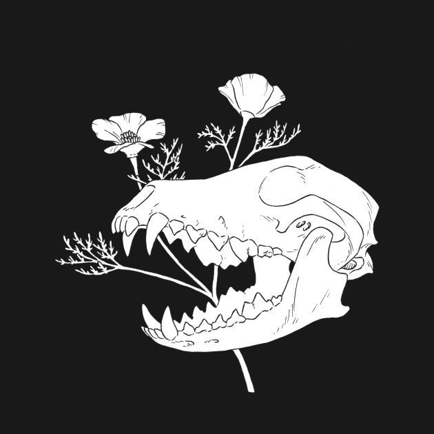 Coyote Skull with California Poppies by Gold and Mean