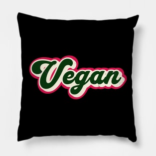 Retro Vintage Vegan Graphic Pillow