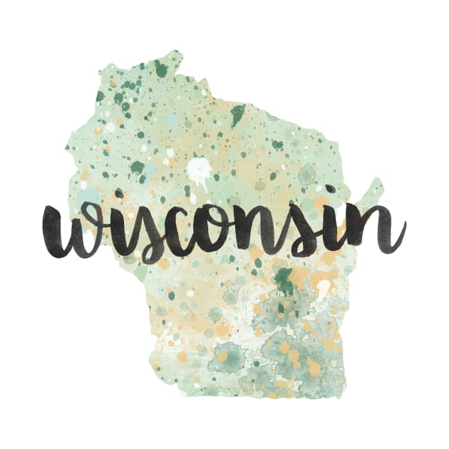wisconsin - calligraphy and abstract state outline by randomolive