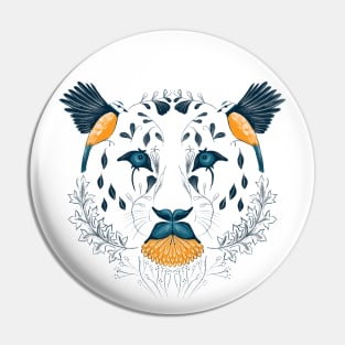 Leopard Face Symmetrical Design Combining Flora and Fauna Pin