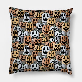 Pile of Jack o Laterns - Halloween Pattern - Pastel Colors Pillow