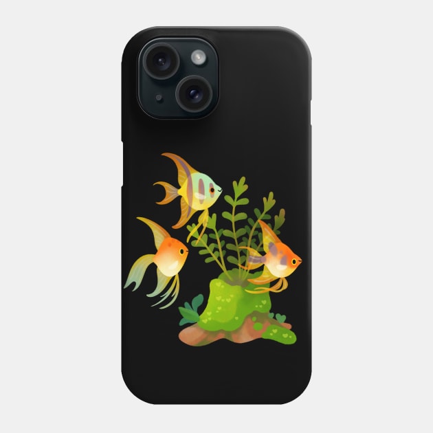 Fresh water fish and plants - angelfish Phone Case by pikaole