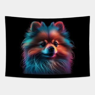 Neon Pomeranian Dog Tapestry