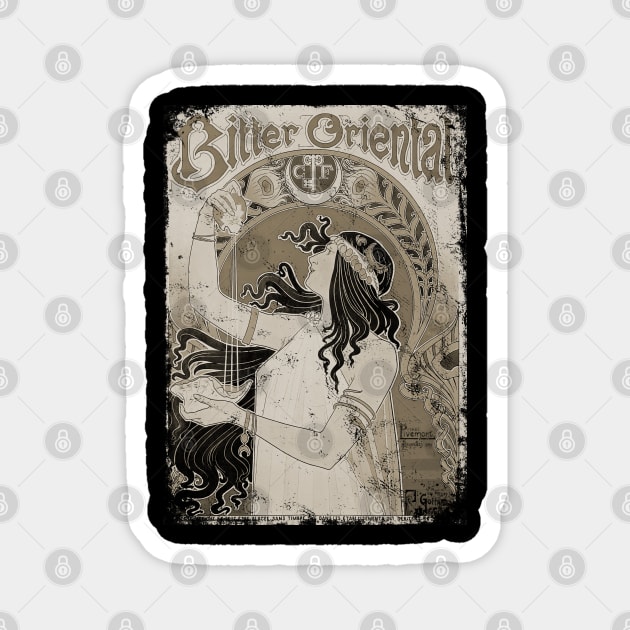 Art Nouveau - Bitter Oriental Alphonse Mucha 3 Vintage Magnet by AltrusianGrace