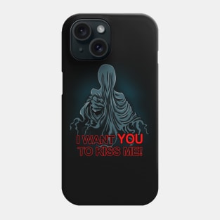 Funny Kiss Me Ghostly Spooky Fantasy I Want You Retro Vintage Meme Phone Case