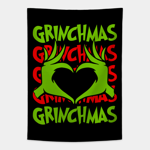 Grinchy Heart 5x Grinchmas Tapestry by LopGraphiX