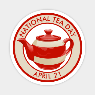 National Tea Day, red striped teapot Magnet
