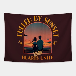 Fueled by Sunset - Wild Hearts Unite Tapestry