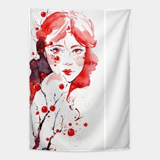 Water Leaves 6 - Watercolor Woman Portrait Tapestry