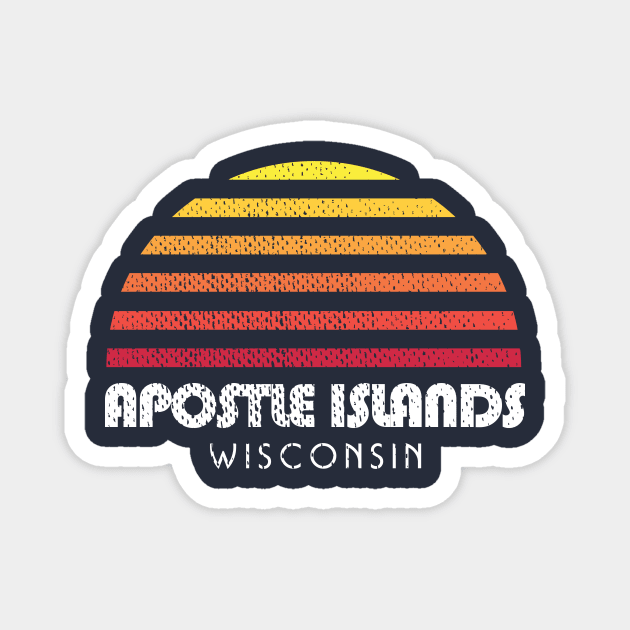 Apostle Islands Wisconsin Retro Sunset Magnet by PodDesignShop