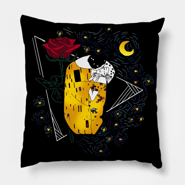 Aesthetic Kiss Under The Starry Night Pillow by FandomizedRose