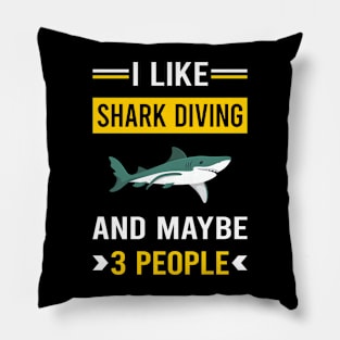 3 People Shark Diving Diver Pillow