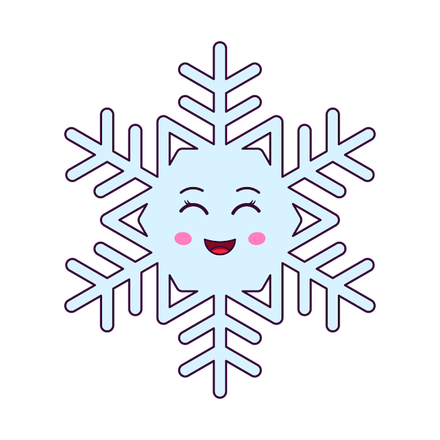 Cartoon Kawaii Snowflake with Smiling Eyes by DmitryMayer