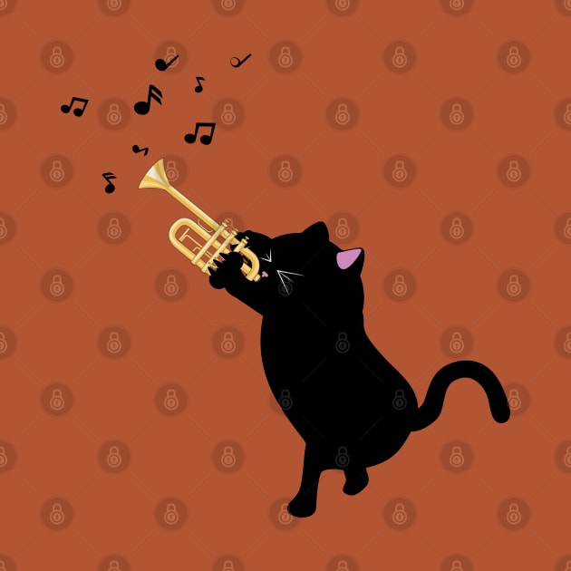 Black cat with trumpet by AnnArtshock