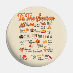 Tis The Season Thanksgiving Bucket List Shirt, Fall Football Games, Pumpkin Spice Season, Apple Picking, Camping, Hiking, Gift For Her Pin