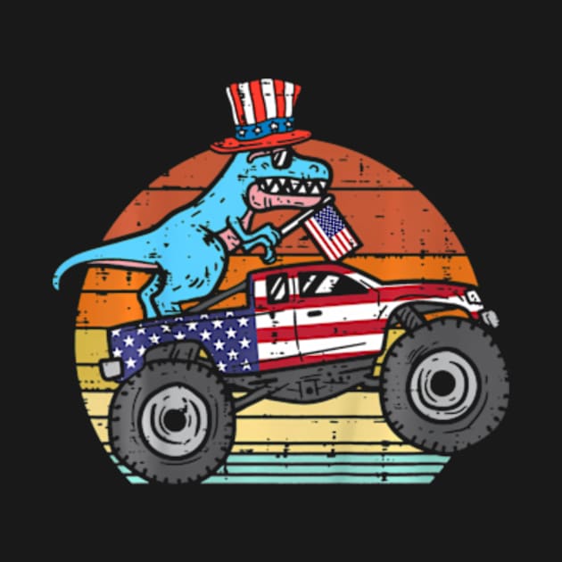 Kids TRex Dino Monster Truck Kids 4Th Of July Baby Boys Toddler by Sort of Vintage