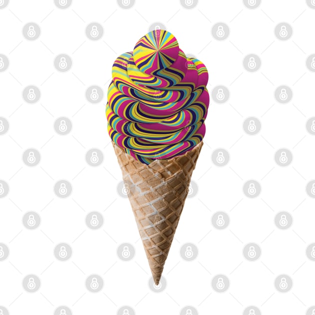 Trippy Whippy Icecream Cone Digital Illustration by Ciara Shortall Art