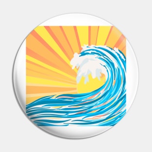 Ocean Wave Sun Rays Pin