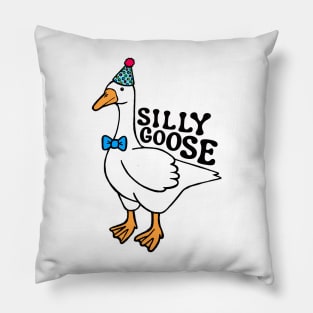 Silly Goose Wearing Birthday Hat Pillow