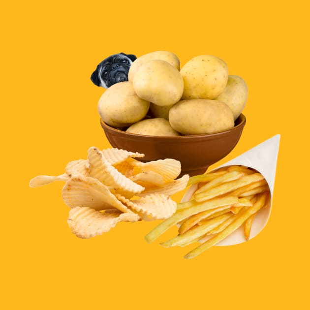 Potato Pug with Potatoes, Potato Chips, and French Fries by Tato Adventures