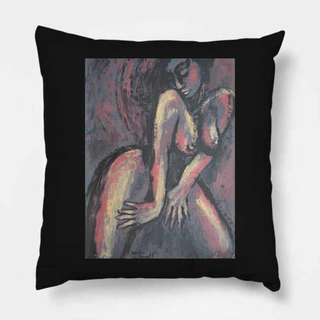 Posing - Female Nude Pillow by CarmenT