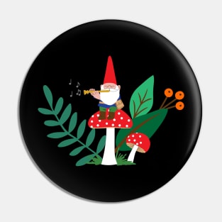 Gnome on a mushroom playing the flute Pin