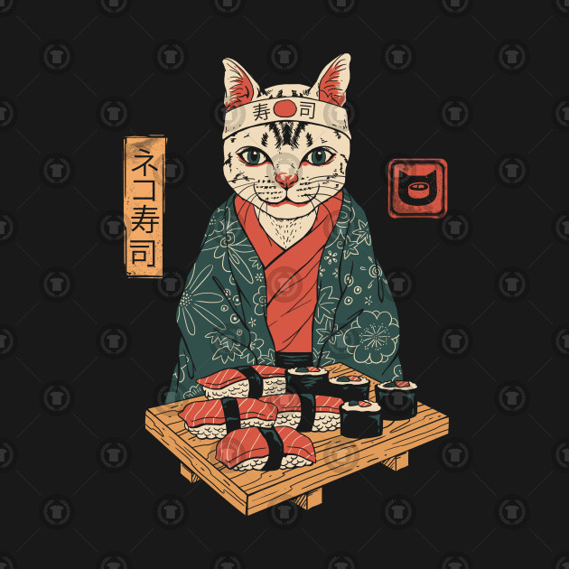 Neko Sushi Bar Cat Tank Top Teepublic De