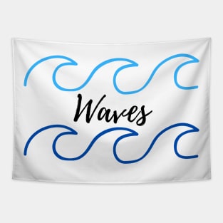 BLUE WATER WAVES ILLUSTRATION Tapestry