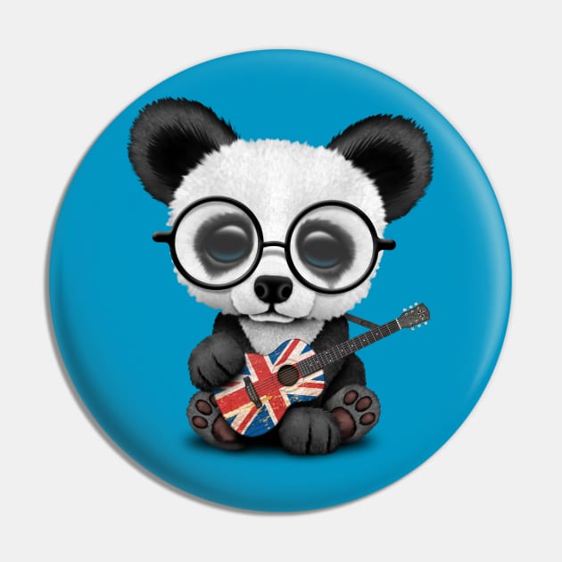 Baby Panda Playing British Flag Guitar Pin by jeffbartels